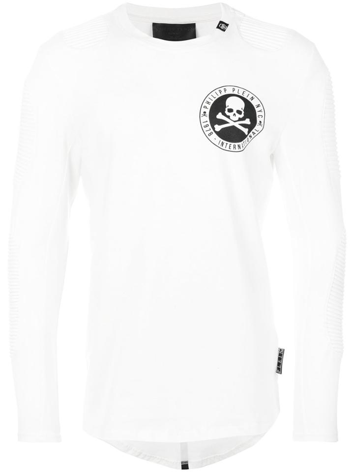 Philipp Plein Long Sleeved Biker T-shirt - White