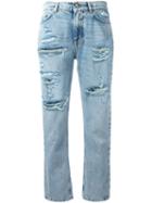 Dolce & Gabbana Strawberry Embellished Cropped Jeans, Women's, Size: 36, Blue, Cotton/resin/glass/silk
