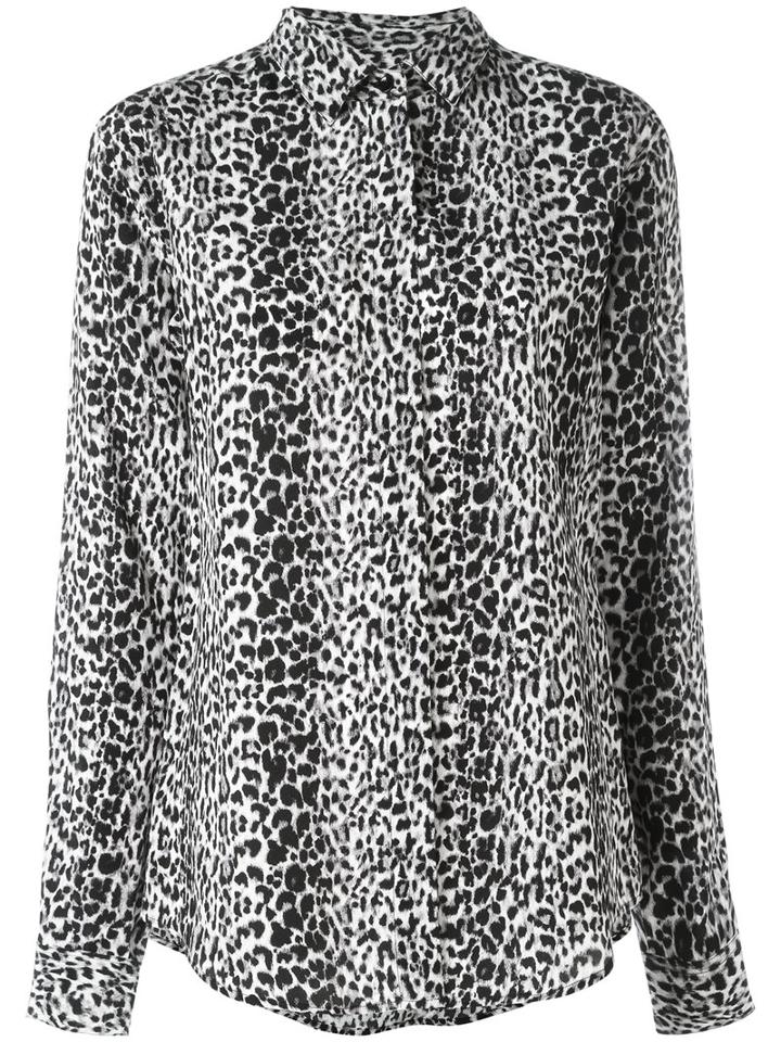 Saint Laurent Classic Petite Leopard Print Shirt, Women's, Size: 40, Black, Silk