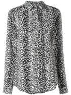 Saint Laurent Classic Petite Leopard Print Shirt, Women's, Size: 40, Black, Silk