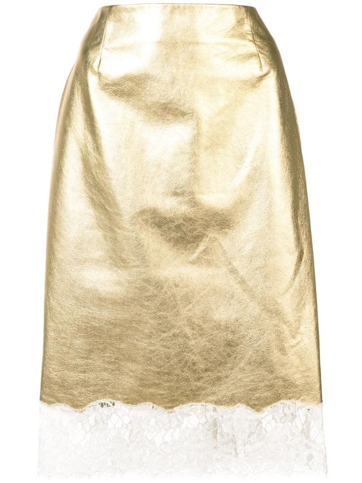 Calvin Klein 205w39nyc Lace Trim Midi Skirt - Yellow