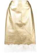 Calvin Klein 205w39nyc Lace Trim Midi Skirt - Yellow