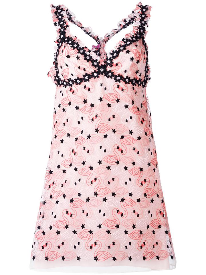 Giamba Floral Embroidery Dress, Women's, Size: 42, Pink/purple, Cotton/polyester