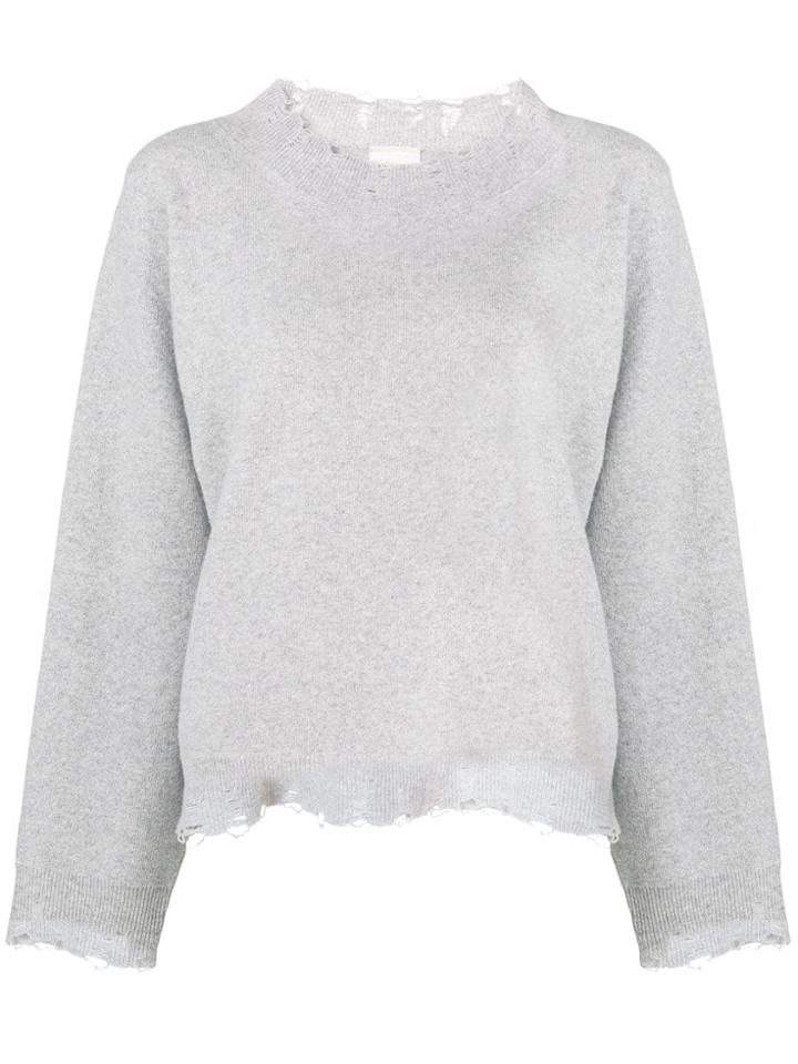 Fine Edge Distressed Edges Jumper - Grey