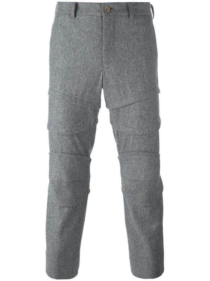 Comme Des Garçons Homme Plus Cropped Tapered Trousers, Men's, Size: Medium, Grey, Nylon/wool