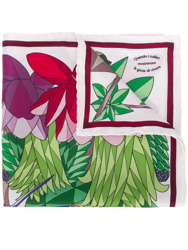 Cha Val Milano Geometric Bird Print Scarf - Red