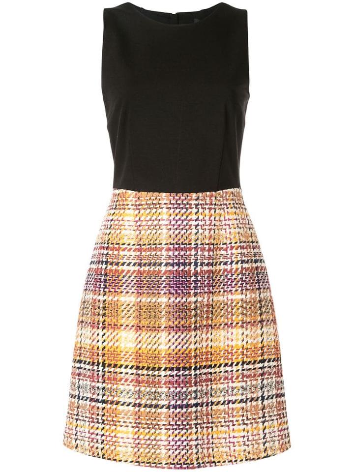 Paule Ka Contrast Fitted Dress - Black