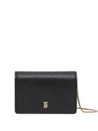 Burberry Grainy Leather Card Case With Detachable Strap - Black