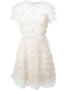 Red Valentino Embroidered Tulle Ruffled Dress