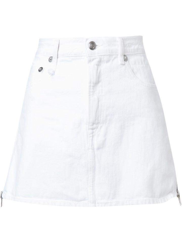R13 Side Zip Mini Skirt - White