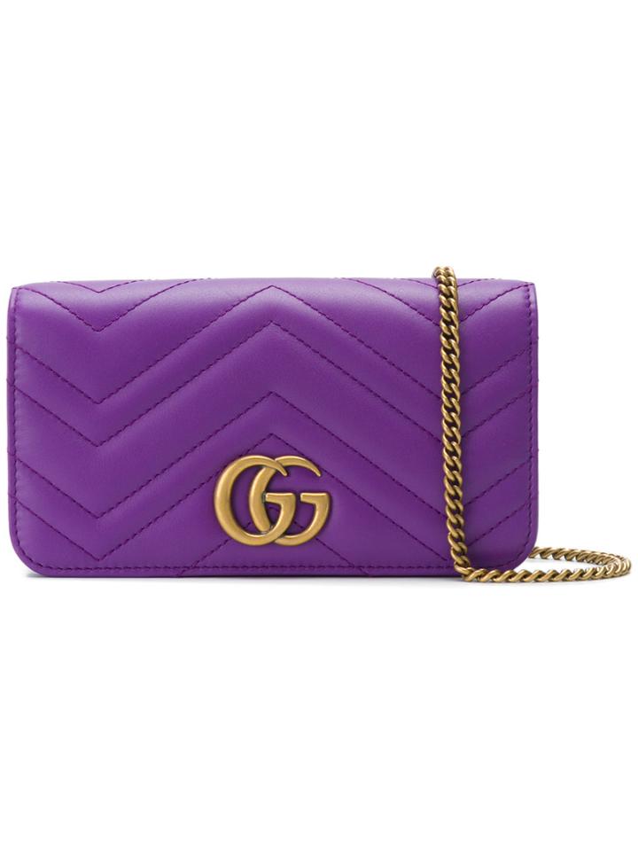 Gucci Gg Marmont Matelassé Clutch - Pink & Purple