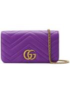 Gucci Gg Marmont Matelassé Clutch - Pink & Purple