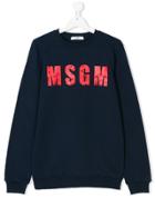 Msgm Kids Logo Print Sweatshirt - Blue