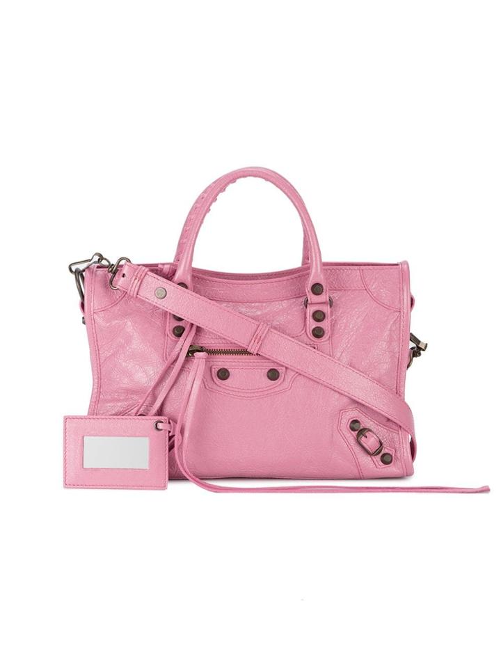 Balenciaga Small Pink Leather City Bag - Pink & Purple
