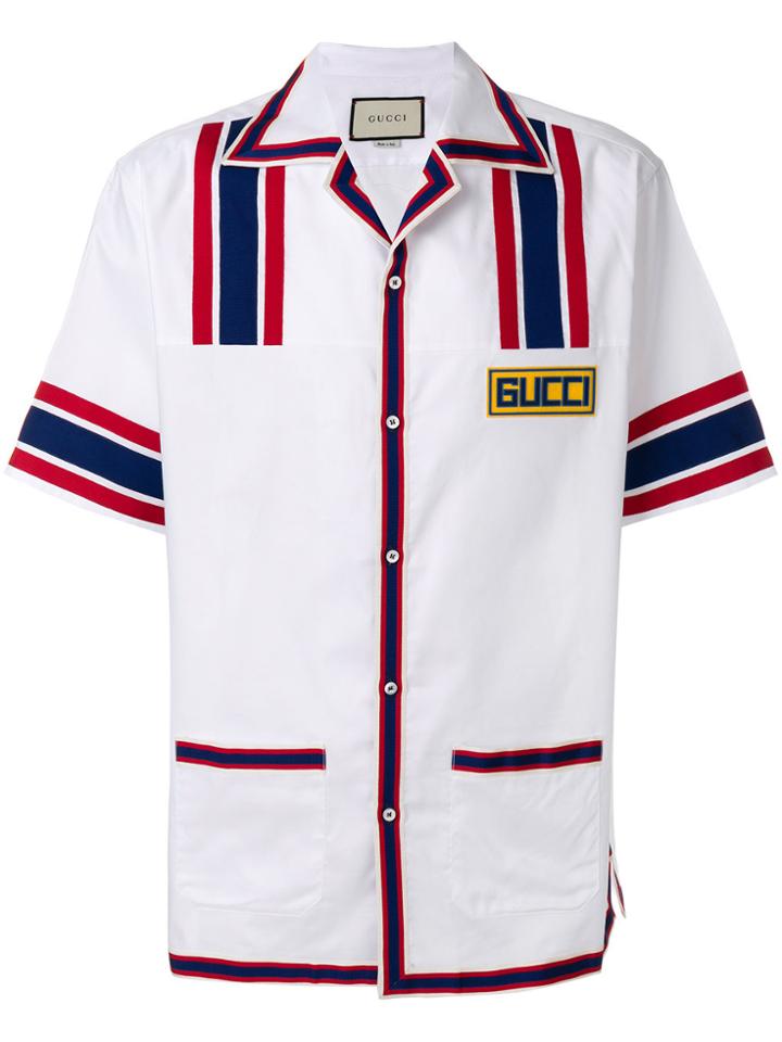 Gucci Bowling Shirt With Gucci Patch - White