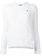 Polo Ralph Lauren Embroidered Logo Braided Detail Pullover, Size: Medium, White, Cotton