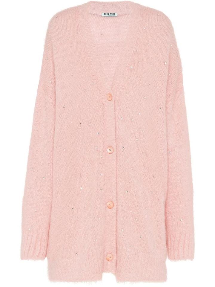 Miu Miu Embellished Oversized Cardigan - Pink