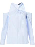 Rag & Bone - Striped Cold Shoulder Top - Women - Cotton/spandex/elastane/cupro - M, Blue, Cotton/spandex/elastane/cupro