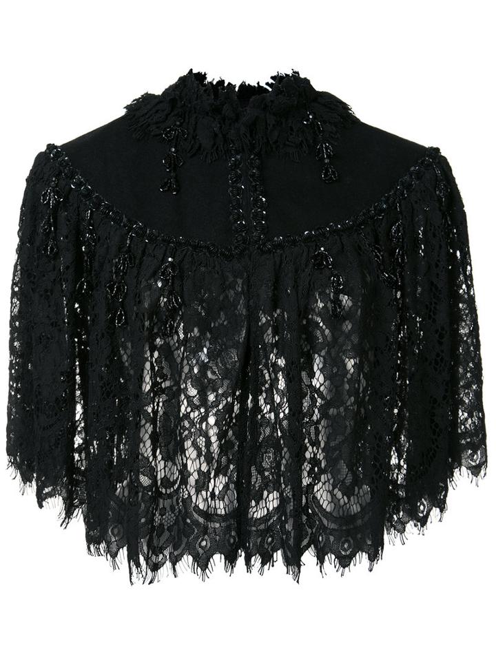 Co Cropped Lace Jacket, Women's, Black, Nylon/polyester/wool