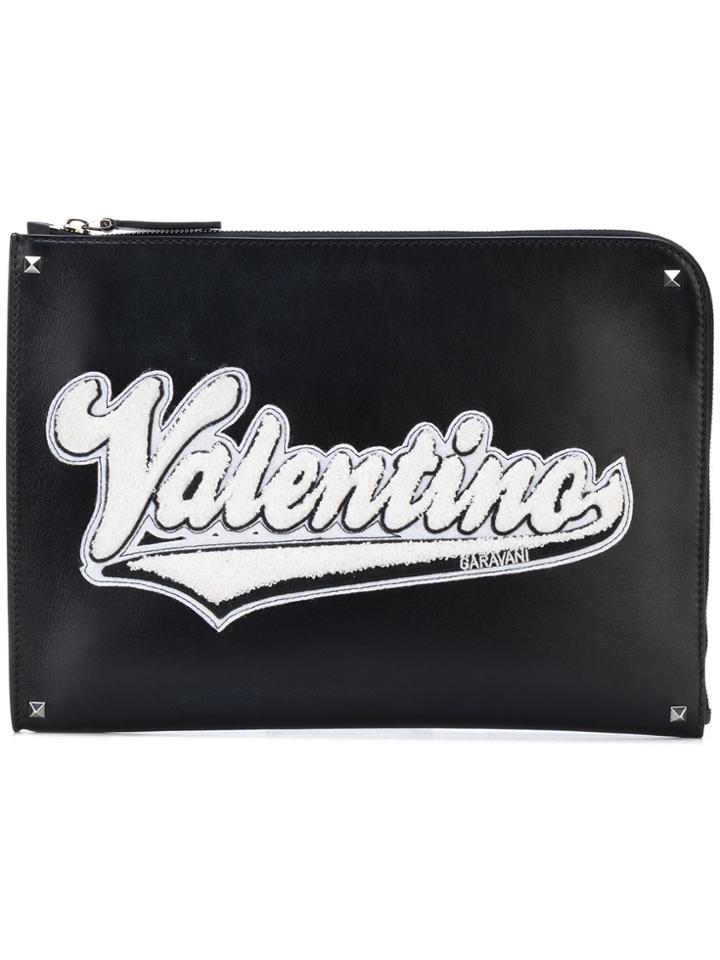 Valentino Document Signature Patch Case - Black