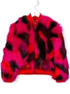Kenzo Kids Tiger Stripe Fluffy Jacket, Girl's, Size: 8 Yrs, Pink/purple