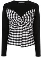 Le Ciel Bleu Gingham Check Knot Detail Top - Black