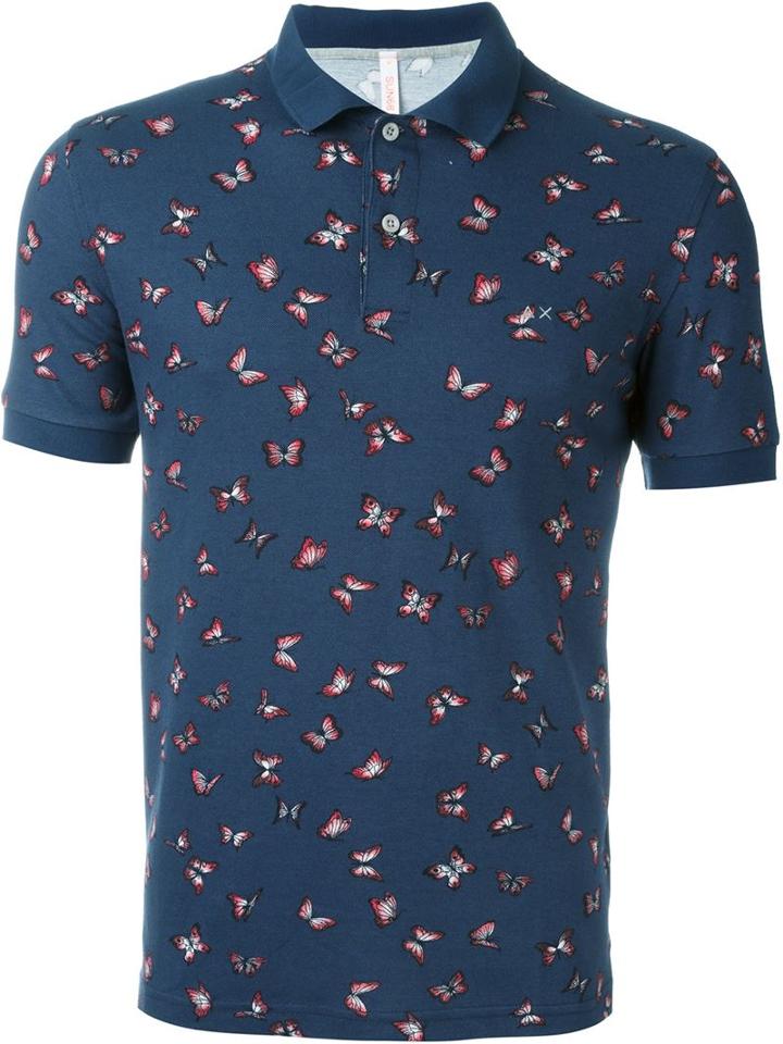 Sun 68 Butterfly Pattern 'tatoo' Polo Shirt