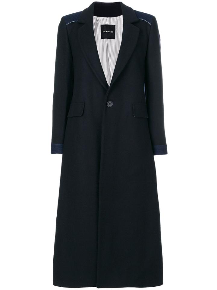Each X Other Denim Back Single Breasted Coat - Black