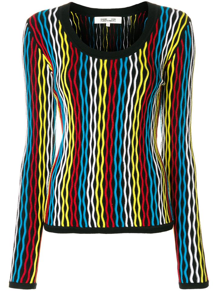 Dvf Diane Von Furstenberg Intarsia Scoop-neck Jumper - Multicolour