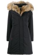 Woolrich Raccoon Fur Hooded Coat - Black