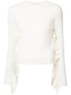 Ryan Roche - Flared Sleeves Ribbed Jumper - Women - Cashmere - L, Women's, Nude/neutrals, Cashmere
