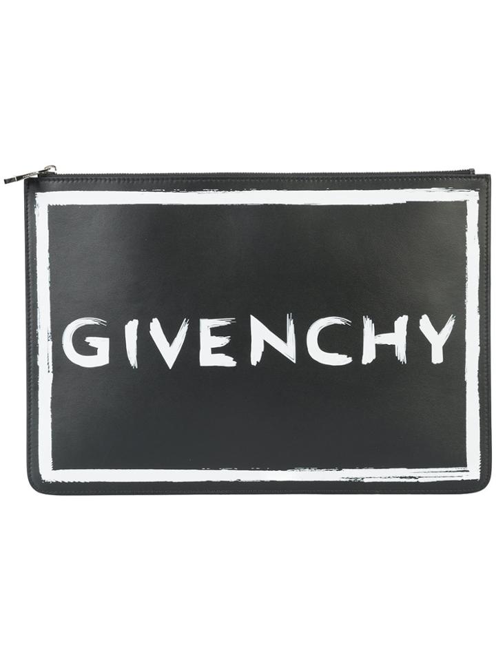 Givenchy Logo Zipped Clutch - Black