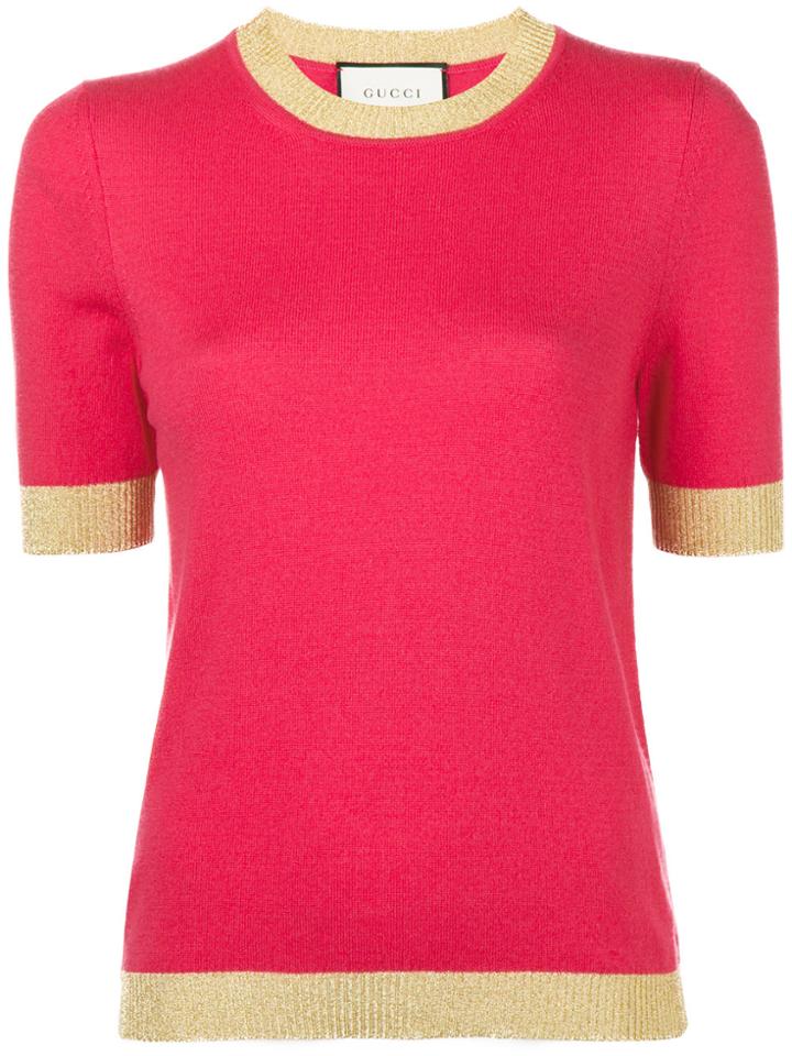 Gucci Crew Neck Knitted Top - Pink & Purple