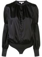 Jonathan Simkhai Gathered-sleeve Silk Bodysuit - Black