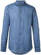 Michael Kors Cutaway Collar Shirt, Men's, Size: Small, Blue, Linen/flax