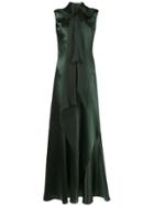 Olivier Theyskens Silk Sleeveless Fitted Dress With Neck Tie - Green