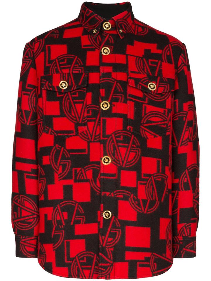 Versace Logo Pattern Button-down Shirt - 108 - Multicoloured: