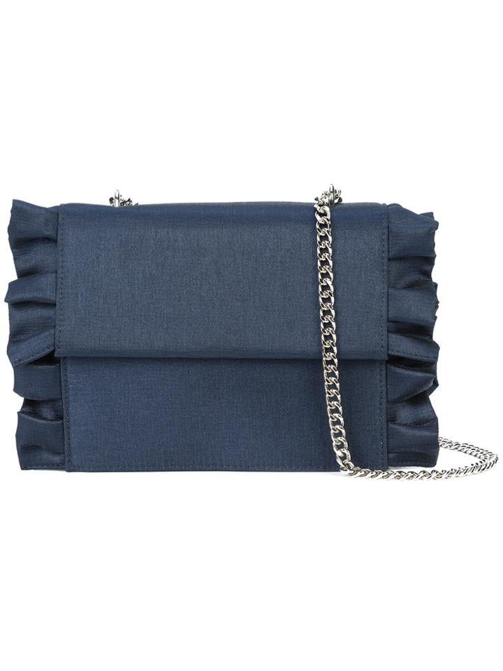Christian Siriano Ruffled Chain Shoulder Bag - Blue