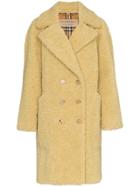 Burberry Lillingstone Double Breasted Faux Shearling Wool Blend Coat -