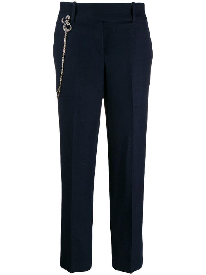 Ermanno Scervino Straight-leg Chain Detail Trousers - Blue