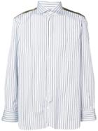 Junya Watanabe Man Satin Panelled Stripe Shirt - Blue