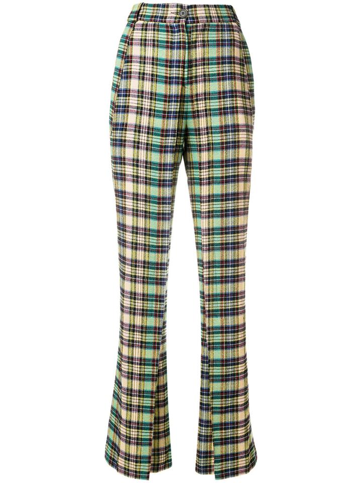 Aalto Checked Flared Trousers - Green