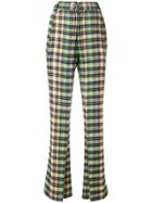 Aalto Checked Flared Trousers - Green