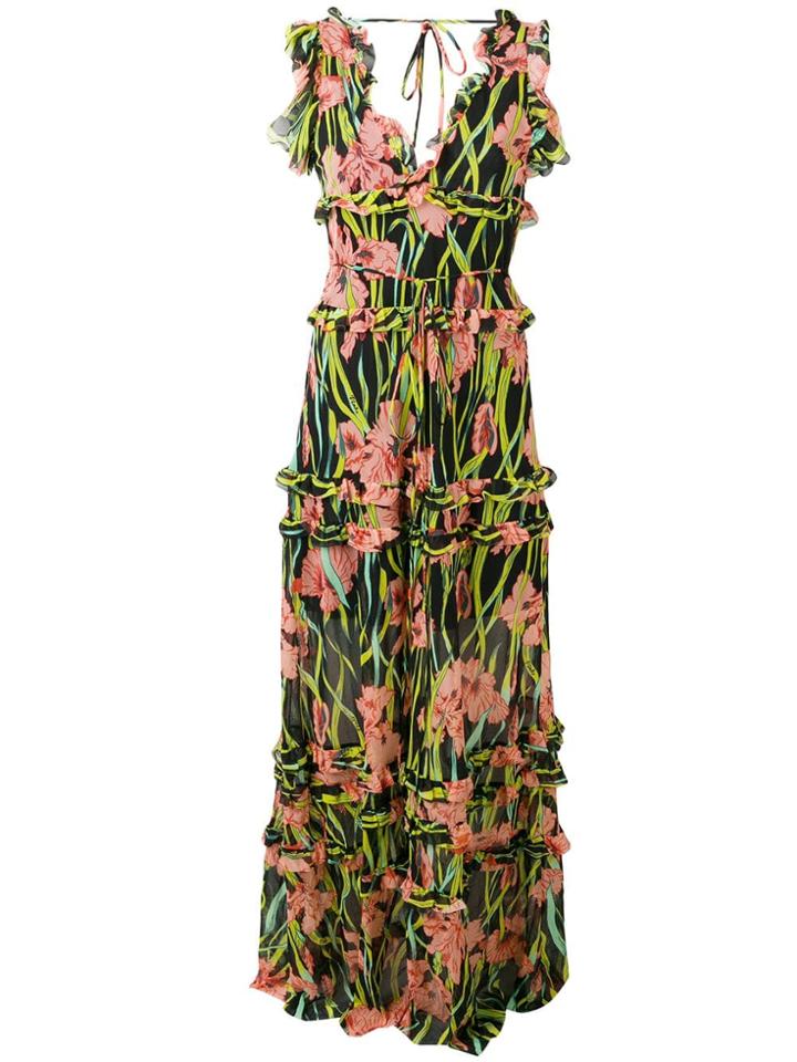 Pinko Floral Ruffle Dress - Black