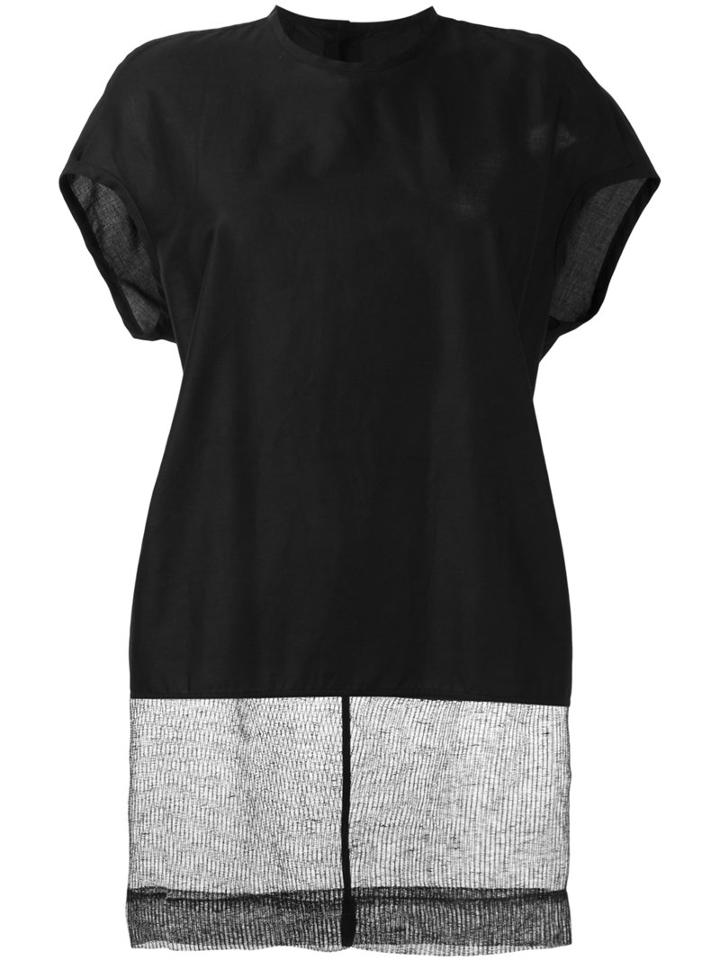 Rick Owens Sheer Tail Blouse, Women's, Size: 42, Black, Cotton/linen/flax/leather