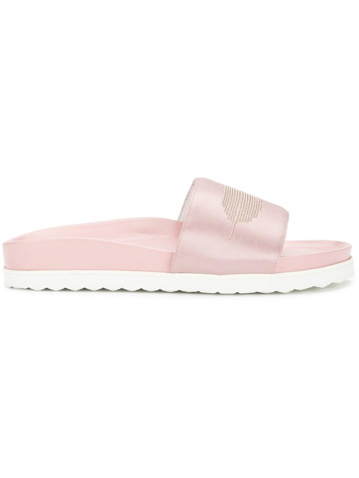 Buscemi Feather Embellished Slides - Pink & Purple