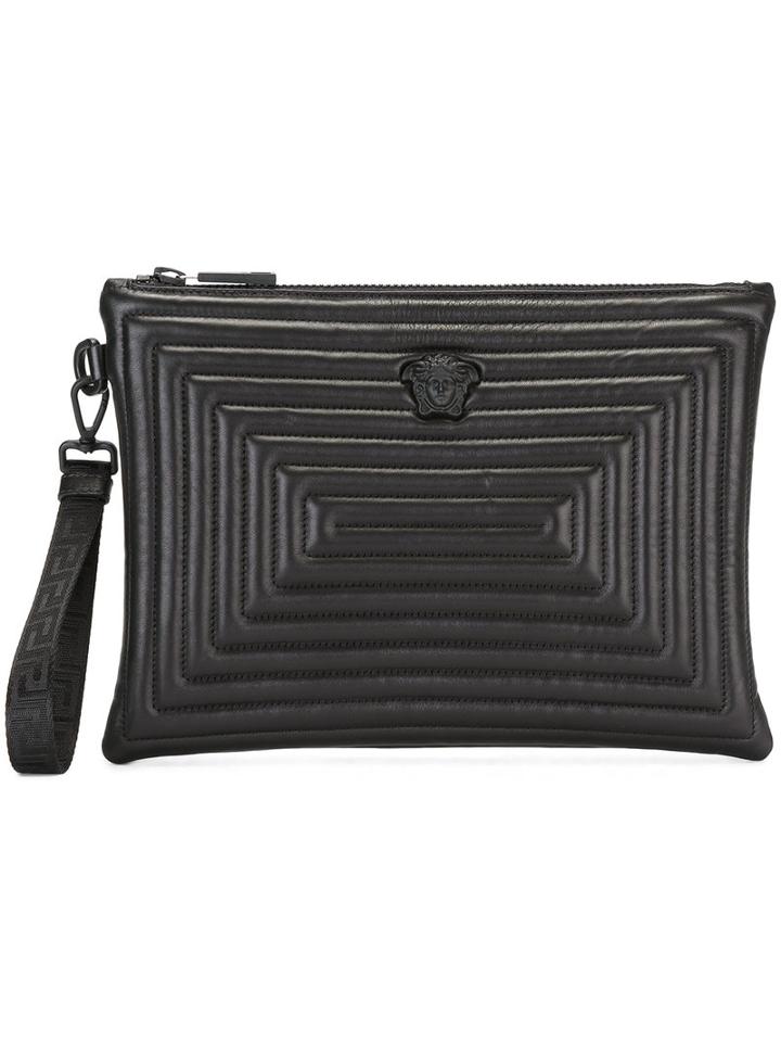 Versace Medusa Labyrinth Clutch Bag, Men's, Black, Leather