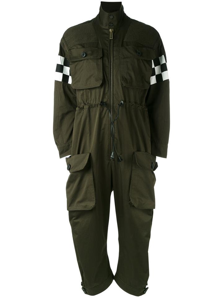 Dsquared2 - Checkered Arm Jumpsuit - Women - Cotton - 36, Green, Cotton