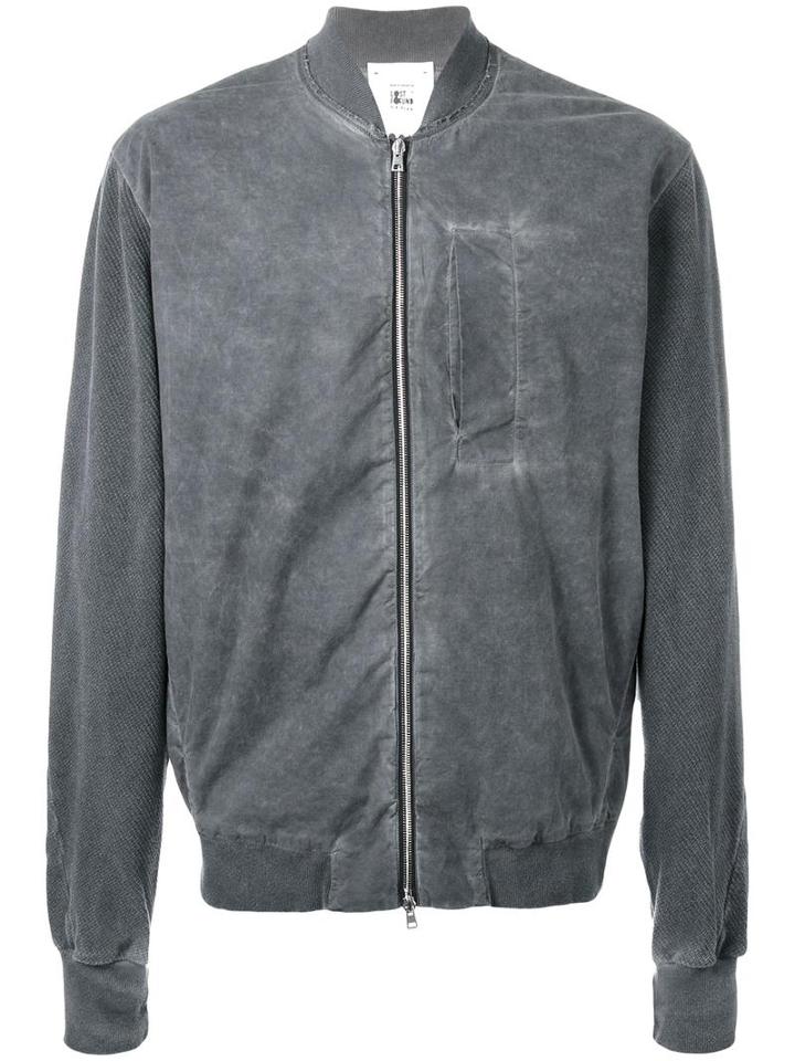 Lost & Found Rooms Chest Detail Bomber Jacket, Men's, Size: Small, Grey, Cotton/spandex/elastane