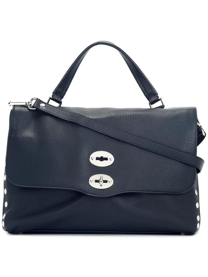 Zanellato Studded Detailing Tote, Women's, Blue, Calf Leather/metal (other)